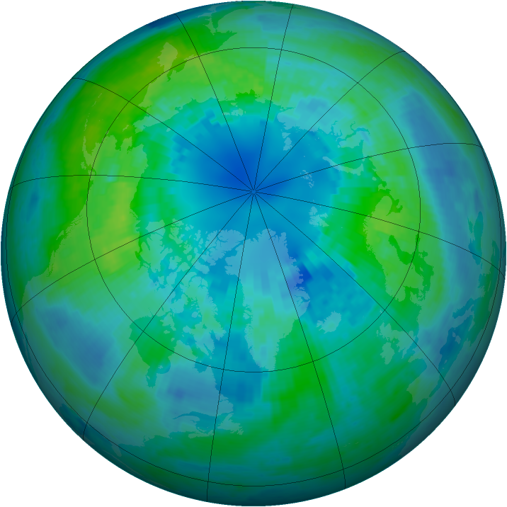 Arctic ozone map for 09 October 2004